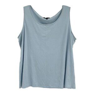 Eileen Fisher Blue Silk Sleeveless Tank Top | Size 1X